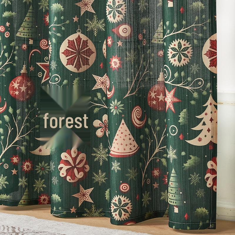 Americké vánoční zatemňovací závěsy: Slavnostní potištěná látka pro domácí dekoraci