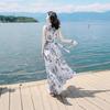 2025 Women's Early Spring Bohemian Ink Print Beach Dress