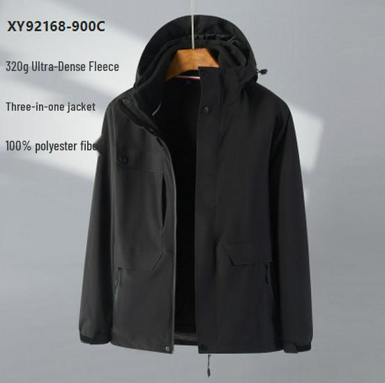 

Men s and Women s 3-in-1 Ski Jacket Set: Windproof, Waterproof with Fleece Liner and Detachable Hood for Autumn/Winter. 4XL