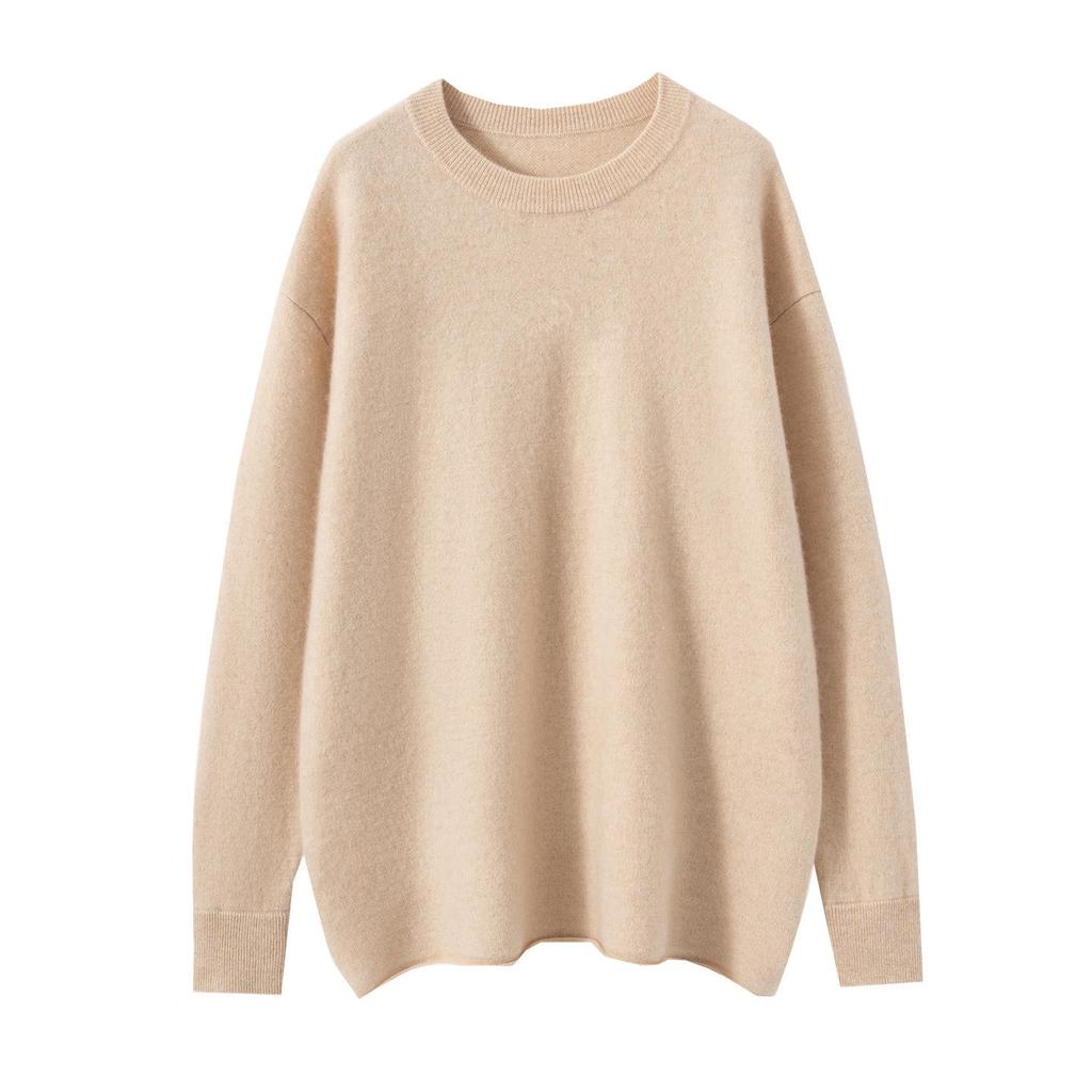2025 Autumn/Winter Women's Cashmere Round Neck Loose Top and Skirt Set