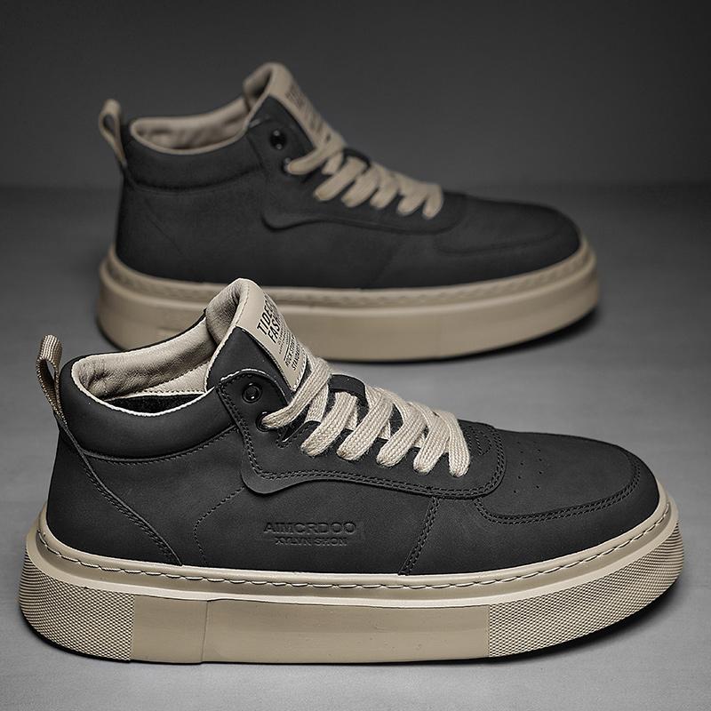 Martin boots autumn high-top retro board shoes short boots British casual mid-top leather shoes