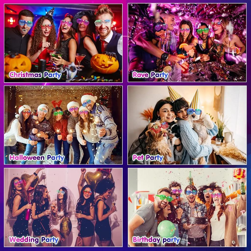 3 Neon Colours Eyeshade Lampshade Luminous LED Glasses for Christmas Party Mardi Gras Decor and Festive Party Glasses