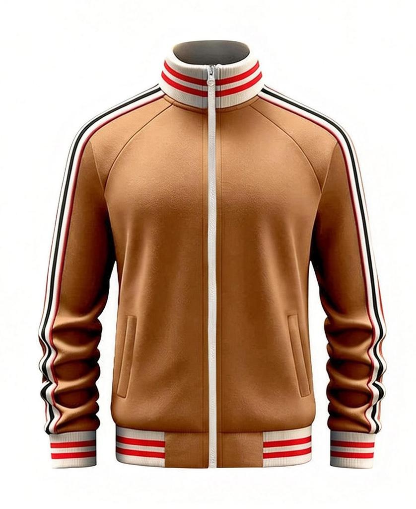 Męska codzienna sportowa kurtka z kołnierzem stojącym i wstążką - Kolekcja Jesień/Zima