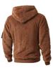 2025 Autumn/Winter European & American Men's Plush Lined Hooded Sweatshirt Jacket