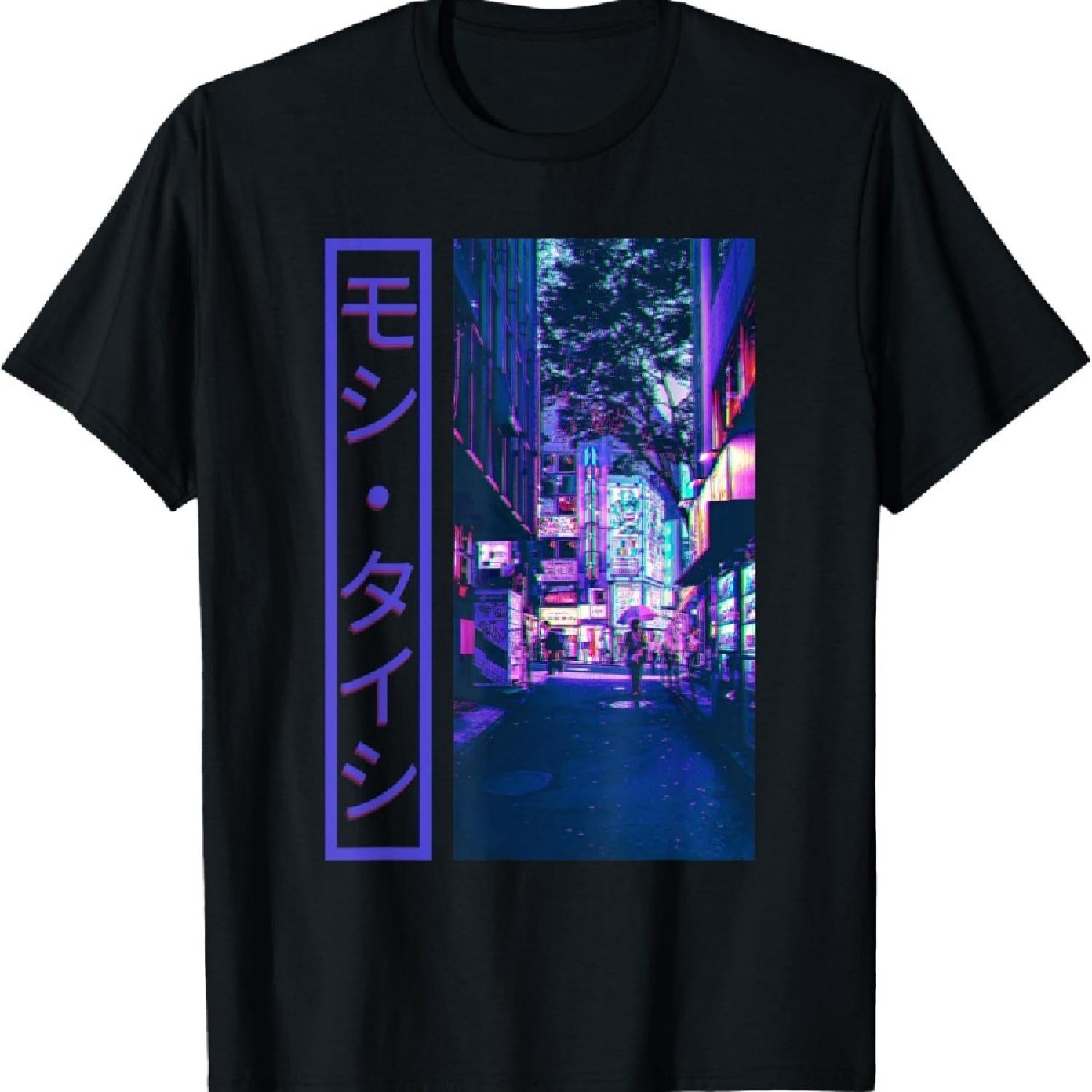 

Japanese Glitch Cyberpunk Tokyo Streetwear Aesthetic Graphic T-Shirt XXXXXL чорний