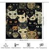 Charming Cats Shower Curtain Black White with Yellow Accents Pattern Decorative Bath Linen Waterproof Fabric Various Sizes Avail
