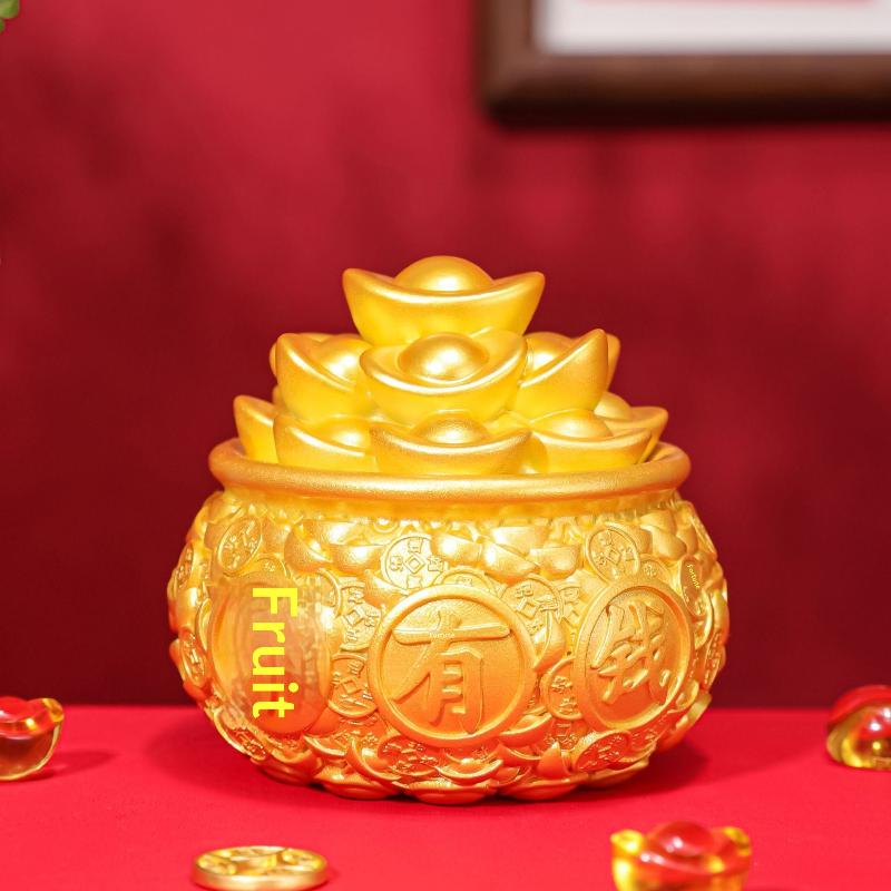 1Pcs Prosperity Sculpture Centerpiece Treasure Basin Statue For Office Shelf Desk Tabletop Art Craft Ornament Home Decorations