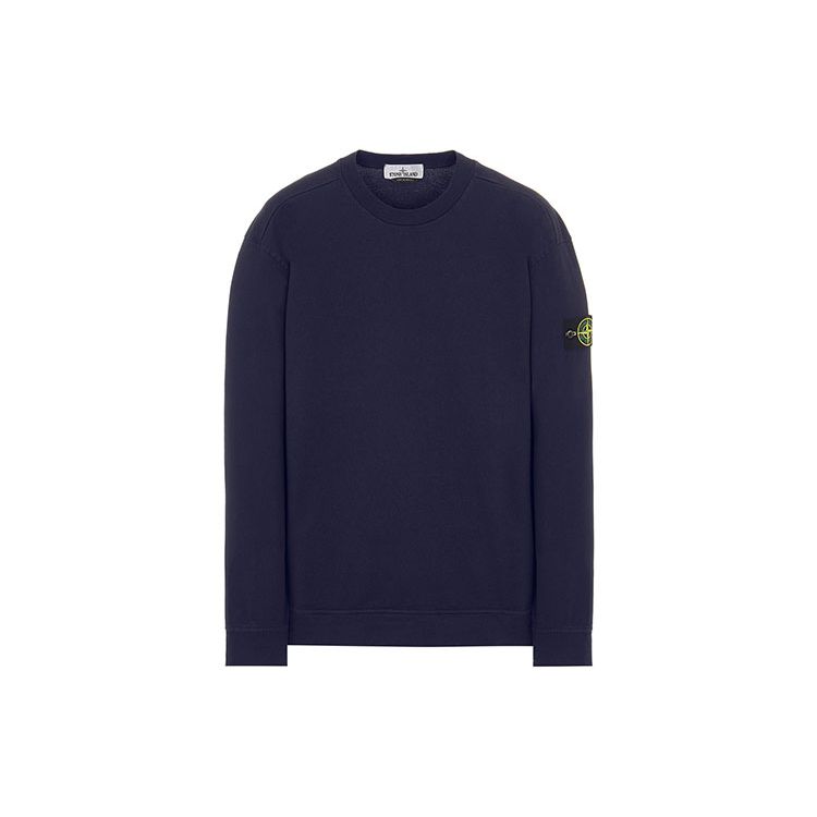 Stone Island Logo Crew Neck Sweatshirt Men Sweatshirt Navy-Blue 761563750-V0020