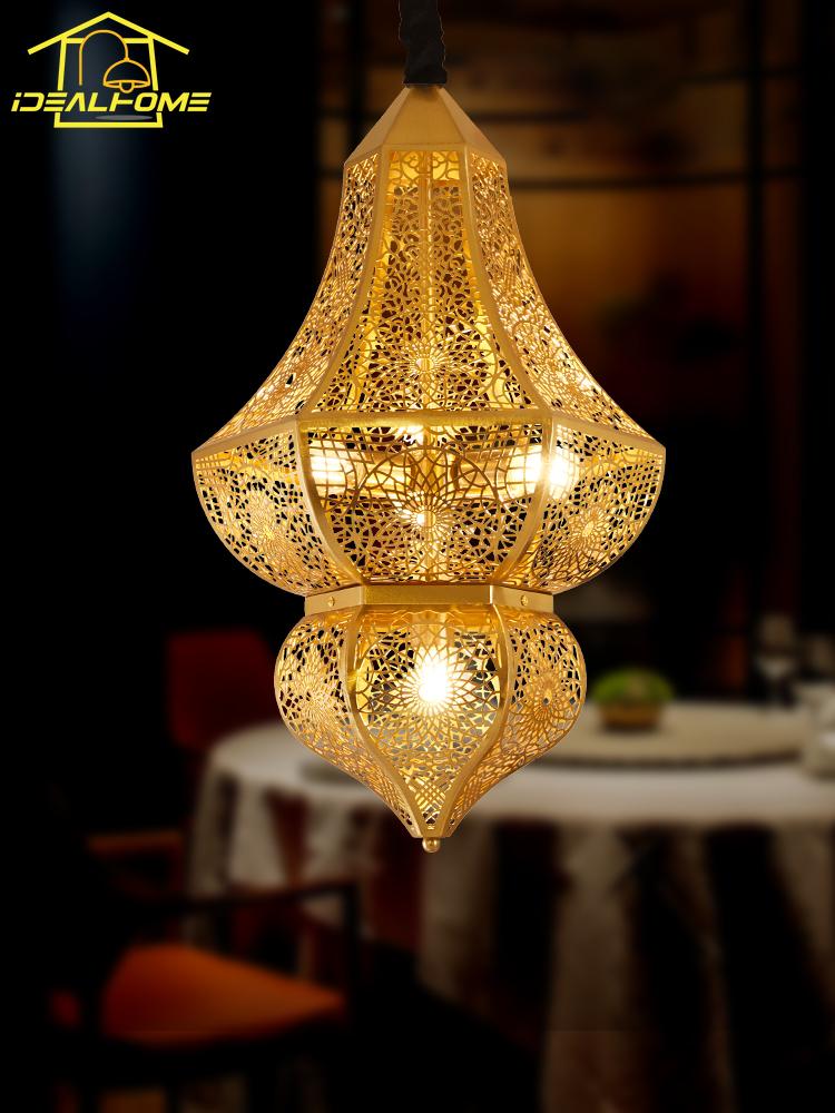 Southeast Asian Vintage Exotic Pendant Lights LED E27 Gold Lustre Thai Design Moroccan Lamp Art Decor Restaurant Studio Club Bar