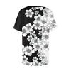 T-shirts för kvinnor rund hals uppklädd vardaglig blusar tryck kort ärm sommartoppar lös passform