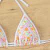Triangle Tie Small Floral Print Sexy Two Piece Bikini Set Elegant Beach Wear