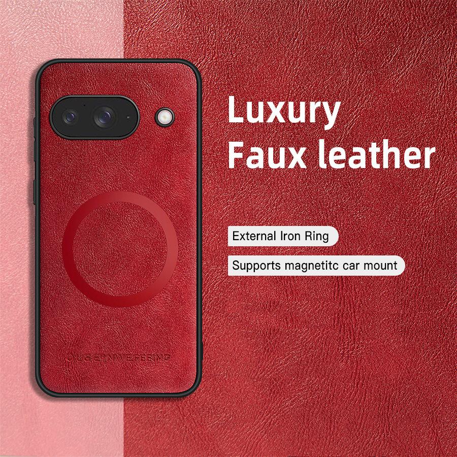 

Magnetic Phone Cases For Google Pixel 9A 7A 8A Vintage Classic Leather Case For Google Pixel 8 7 9 Pro XL Shockproof Back Cover Google Pixel 9 Pro красный