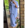 Autumn New Women's Two-piece Shirt Set Plus-size Shirt Set High-waisted Loose Trousers