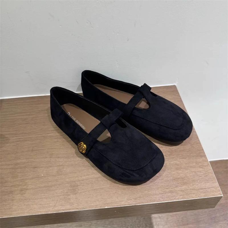 Camellia single shoes new T-sole soft sole mango head Mary Jane shoes autumn versatile fashion 40 чёрный