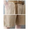Summer Women's Shorts Plus Size Loose Casual Pant Wide-legged Trousers with Belt