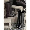 Square-headed knight boots women's tall boots autumn and winter new fashionable retro sleeves but knee boots women's straight boots