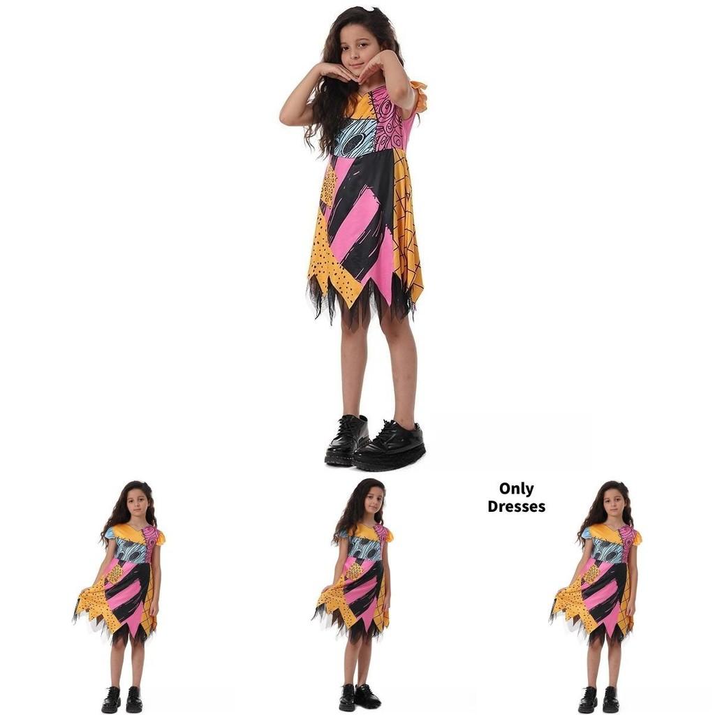The Nightmare Before Christmas Sally Girl Dress With Fabric Material For Holiday Events And Cosplay