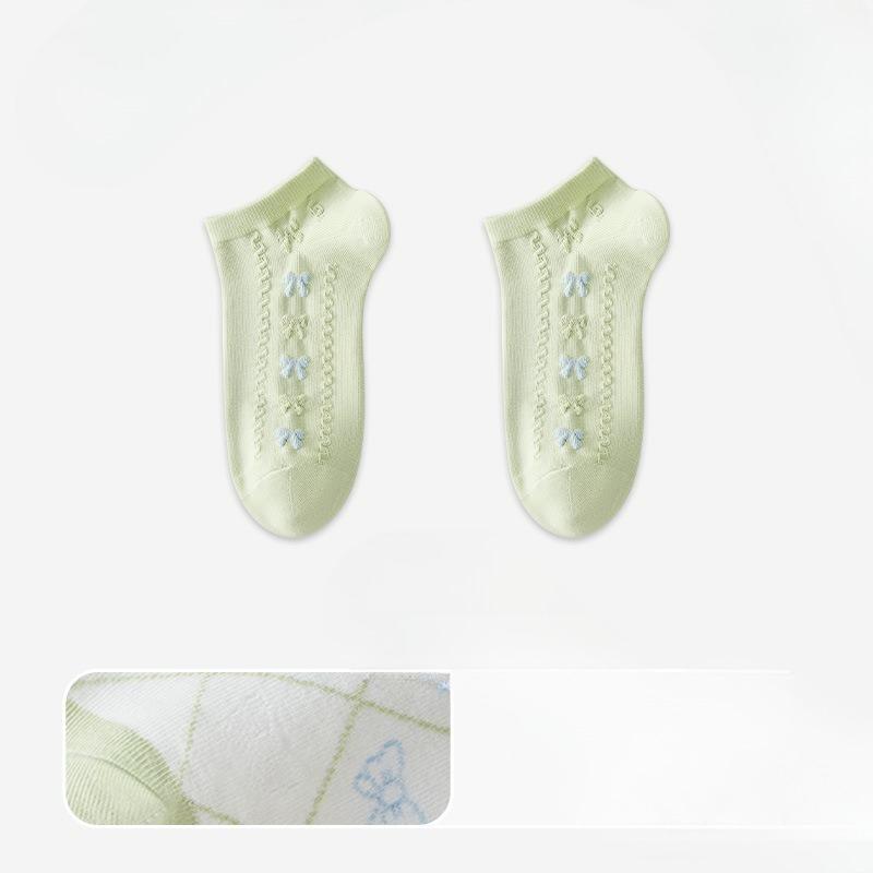 Women's Summer Thin Sports Leisure Pure Cotton Mesh Breathable Not To Drop with Antibacterial Sweat Absorbent Boneless Socks