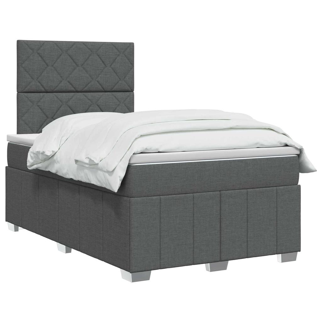 Box Spring Bed with Mattress Dark Grey 120 X 200 Cm Fabric