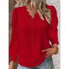 Long-sleeved V-neck Lace Stitching Shirt Blouse Women's Clothing