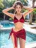 Burgundy Ultra-Sexy Women's Three-Piece Bikini Set for Beach & Hot Springs