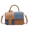 pu small square bag women's summer contrasting color fashion high-end texture messenger bag portable shoulder bag