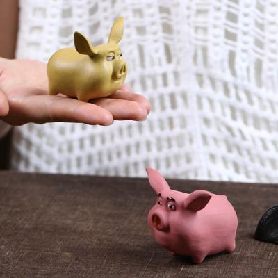 Handcrafted Purple Clay Tea Pet Pig Figurine - Adorable Tea Ceremony Accessory for Tea Ware (Can Be Cared For)