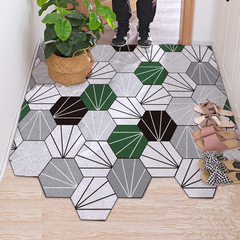 Doormat Carpet Silk Loop Hallway Entrance Mat Hexagon Free Cut Foot Door Mat Stain Resistant Remove Mud Home Indoor Mats Carpet