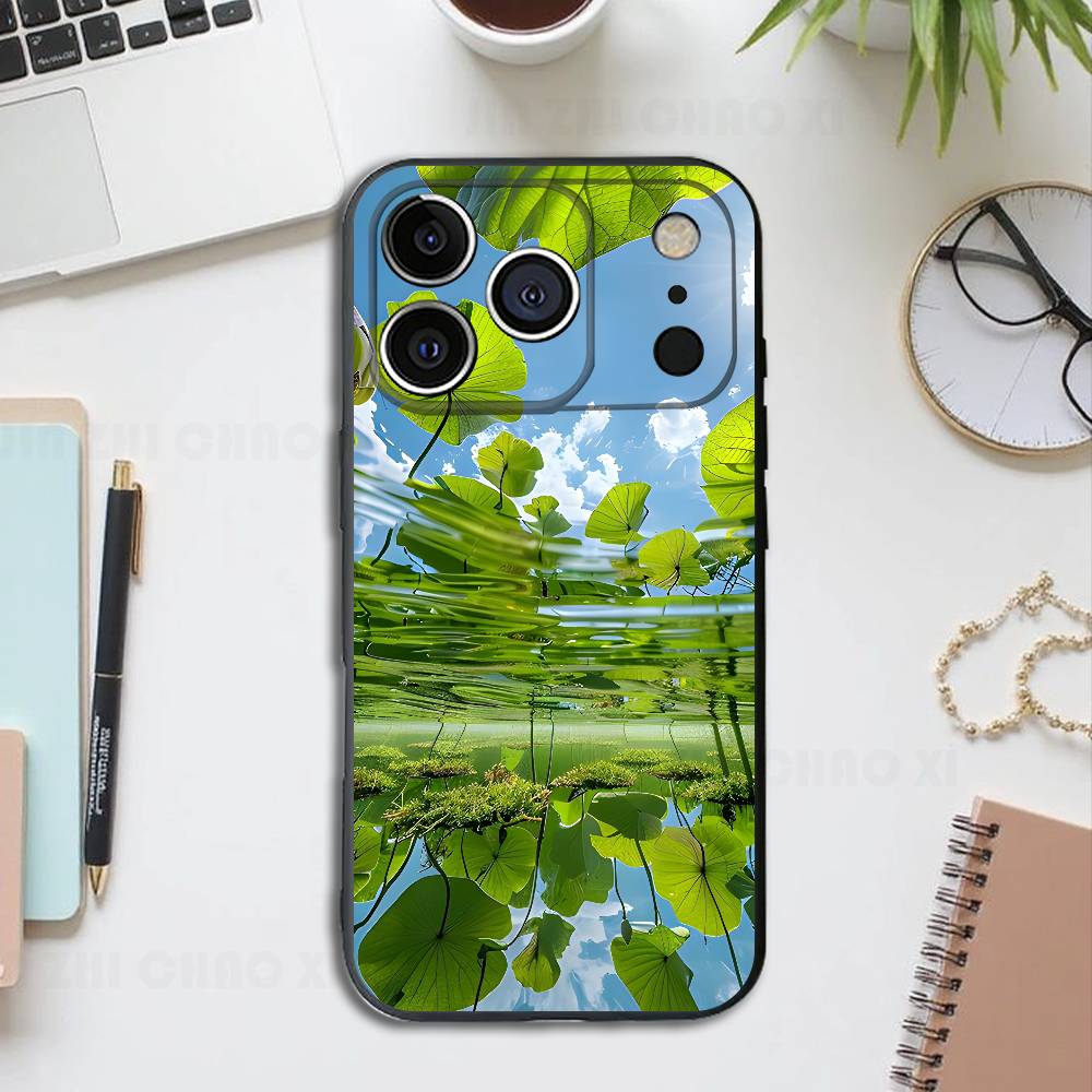 Lotus Flower Silicone Soft Phone Case For IPhone17 16 15 14 13 12 11 Pro Max Plus X XR SE Cover