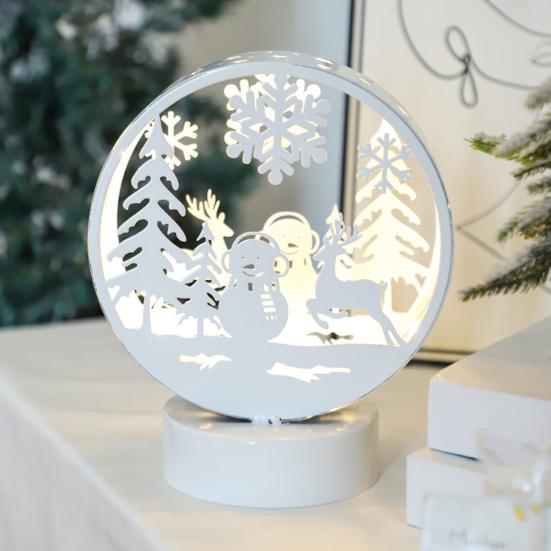 Christmas Night Light LED Elk Silhouette Decoration Lighted Santa Claus Table Centerpiece Snowman Nightlight for Kids Bedroom Festive Party Decor