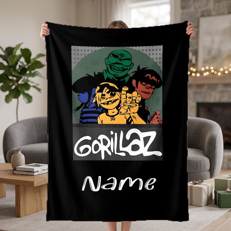Gorillaz Custom Flannel Blankets Soft Warm Cozy Throws for Home Decor Holiday Gifts