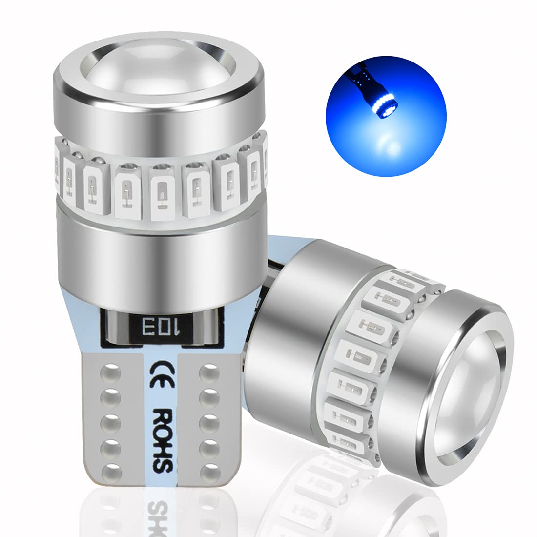 XELORD T10 Светодиодный Синий Взрывной Свет, Новейшая Фокусировка Линзы, Неполярность, Габаритный Огонь, Высокая Яркость, T10