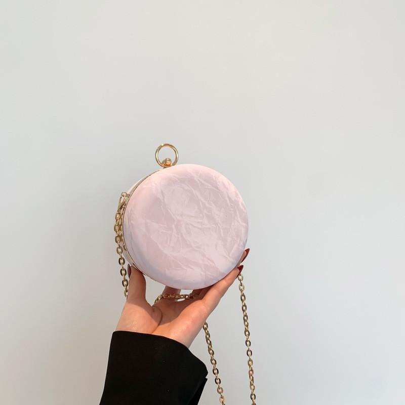 Chic Round Chain Shoulder Bag For Women 2024 Spring Trendy Small Purse