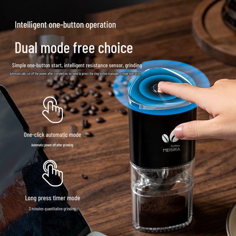 Electric Coffee Bean Grinder - Portable Hand-Crank Coffee Maker, Small Automatic & Household Use