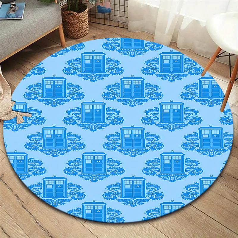 Doctor Who Round Area Rug,Carpet Rug for Living Room Bedroom Sofa Playroom Decor,Non-slip Floor Mat