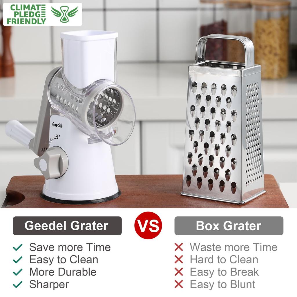 Geedel Vegetable Slicer Set with 3 Interchangeable Includes Daikon Radish Cheese and Carrot Julienne Slicer Blades, Grater, Grater,