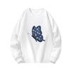 American Retro Floral Butterfly Print Long Sleeve Round Neck Sweatshirt For Women Men Loose Fit Autumn Winter.