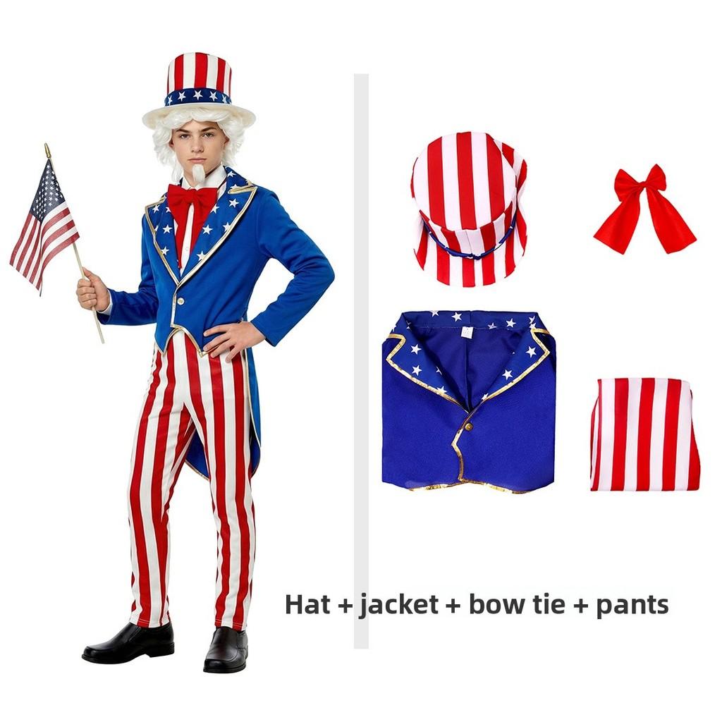Us Colonial Child Dress With Polyester Fabric For Stage Performance And Costume Events