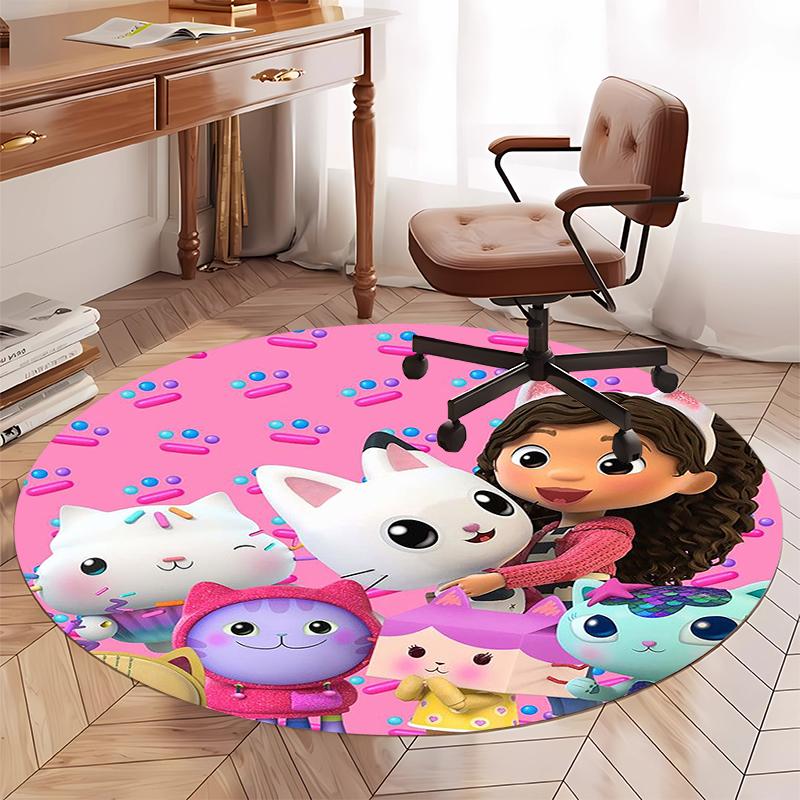 Gabby's Poppenhuis Bedrukte Ronde Vloerkleed Tapijt Stoelkleed Gebiedskleed Entree Deurmatten, voor Kantoorstoel Woonkamer Slaapkamer Keuken.