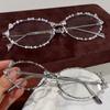 1PC Oval Punk Diamond Glasses Men's and Women's Luxury Fashion Trend Rhinestone Anti-blue Glasses Korean Version of Street Style Glasses