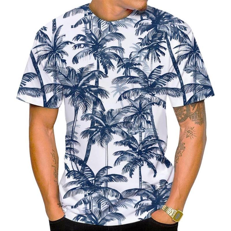 New Resort Style Casual Fashion and Comfort Round Neck Men's 3D Printed T-shirt Top Summer
