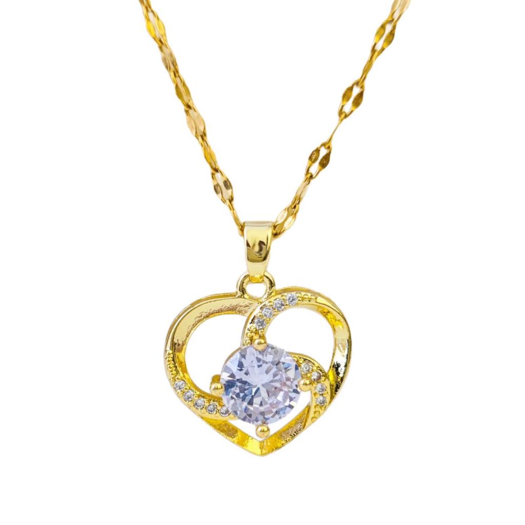 Luxury Heart-Shaped Zirconia Necklace for Women - Elegant Style, Collarbone Chain