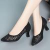 Breathable High Heels Women's Summer Bag Head Mesh Rhinestone Pointed Toe Openwork Women's Sandals