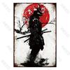 Japanese Samurai Vintage Metal Plate Living Room Decoration Painting Metal Wall Art Plaque Retro Tin Sign Bar Pub Home Decor