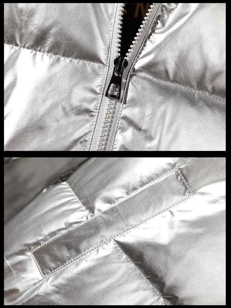 Men's Glossy Winter Hooded Cotton Jacket - Short, Thick, Loose-Fit for Cold Weather Protection