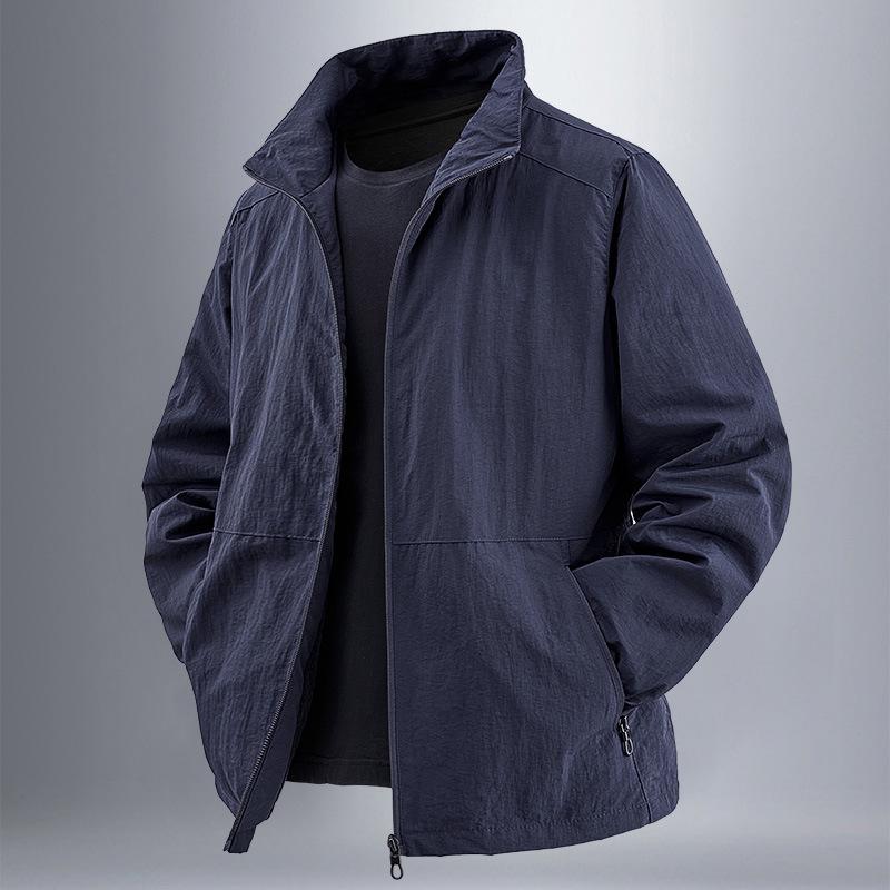 Men's Spring & Autumn Stand-Up Collar Lightweight Jacket, Loose Fit, Plus Size, Customizable Logo
