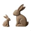 2 Pieces Easter Bunny Statues Wood Ornament Birthday Gift Crafts Animal Figurine Rabbit Sculpture