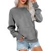 Frauen Sweatshirt mit Großen Front Tasche Lange Ärmel Rundhals Lose Einfarbig