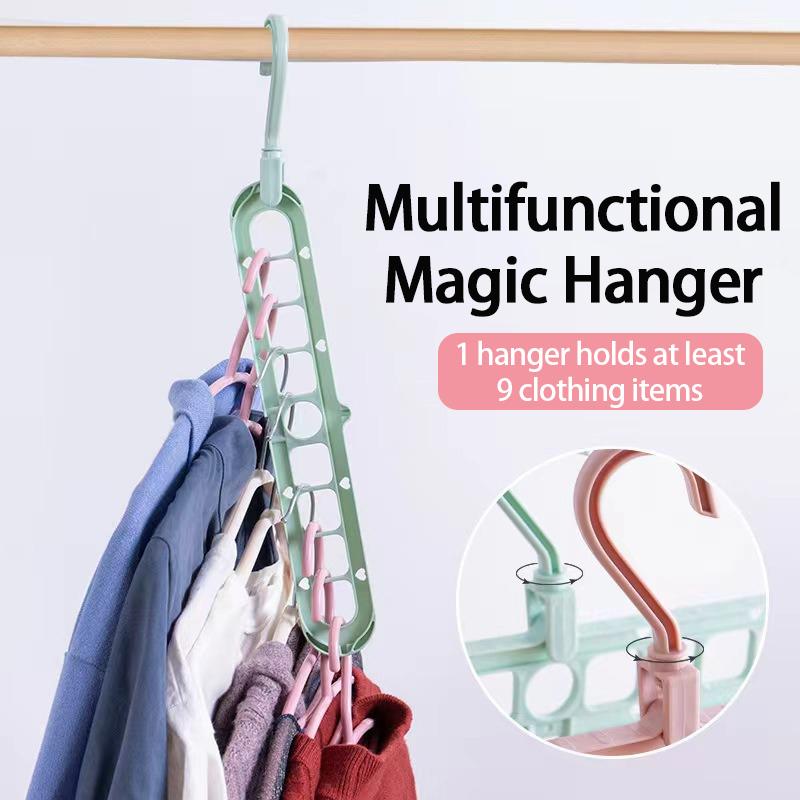 3pcs Multifunctional Hangers Heavy Duty Space Saving 9 Holes Clothes Organizer Wardrobe Hangers Save Wardrobe Space YG002