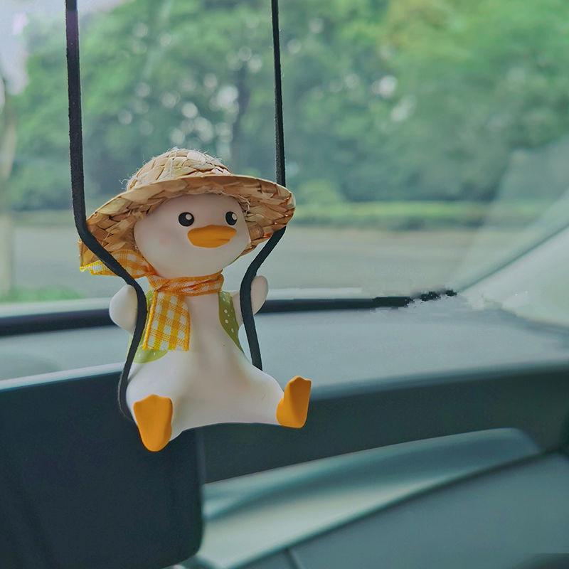 Car Swing Duck Rearview Mirror Pendant - Cute Interior Decoration